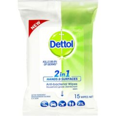 DETTOL 2IN1 ANTI-BAC 15 WIPES